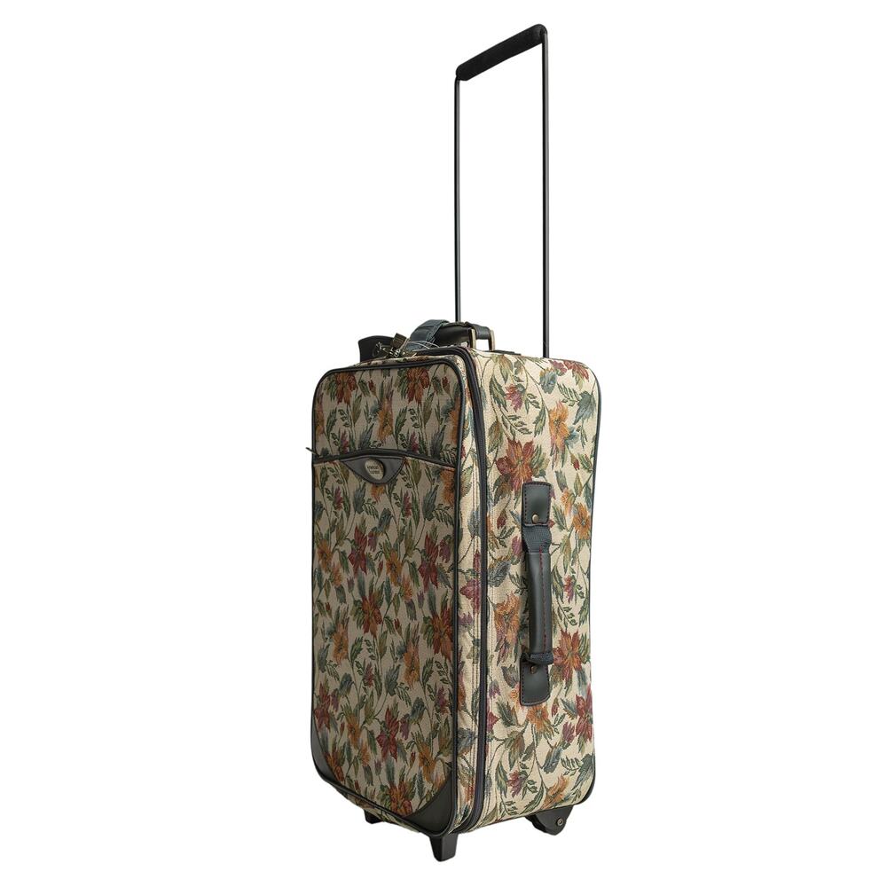 Vintage American Tourister Floral Tapestry Rolling Suitcase w/Original Lock &Key - Picture 2 of 12